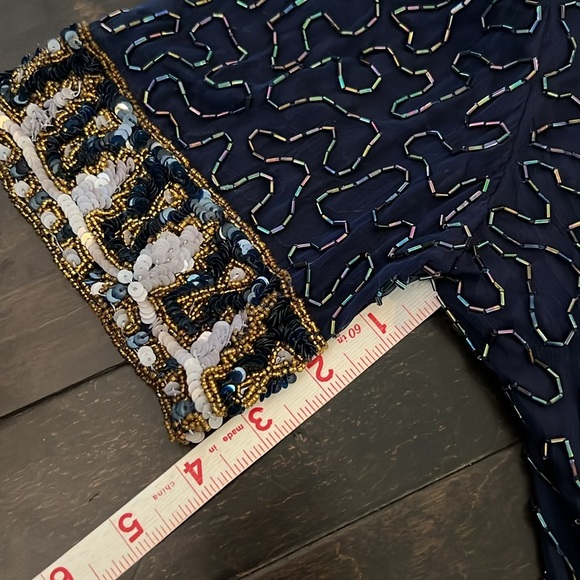 Laurence Kazar beaded silk dress Vintage Small - Picture 16 of 16